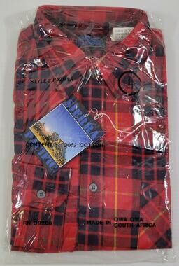 QQ) Sierra Pacific 100% Cotton Men's Plaid Checkered Flannel Red Shirt Large